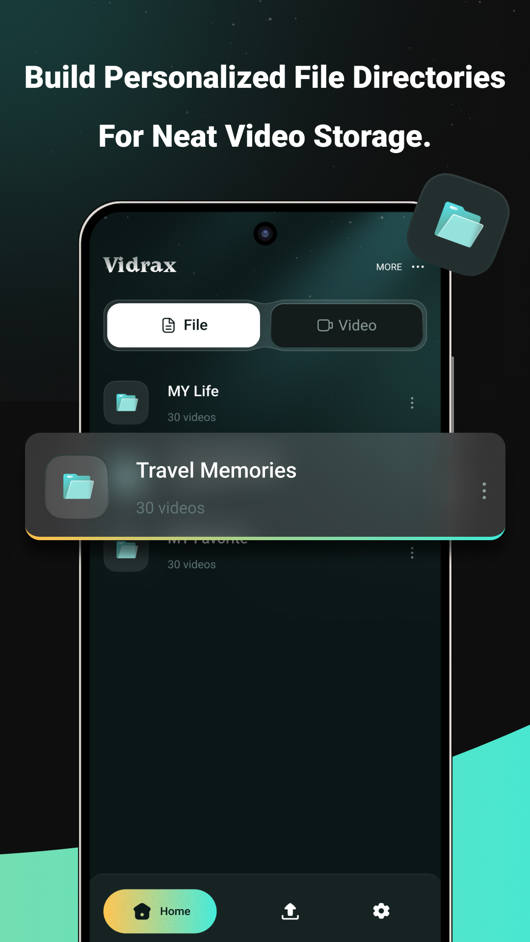 Vidrax file folders screen